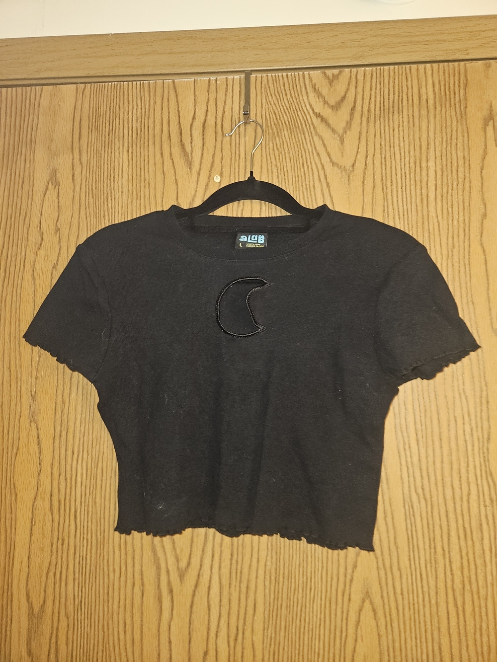 Crop Moon Cutout Tee - Black